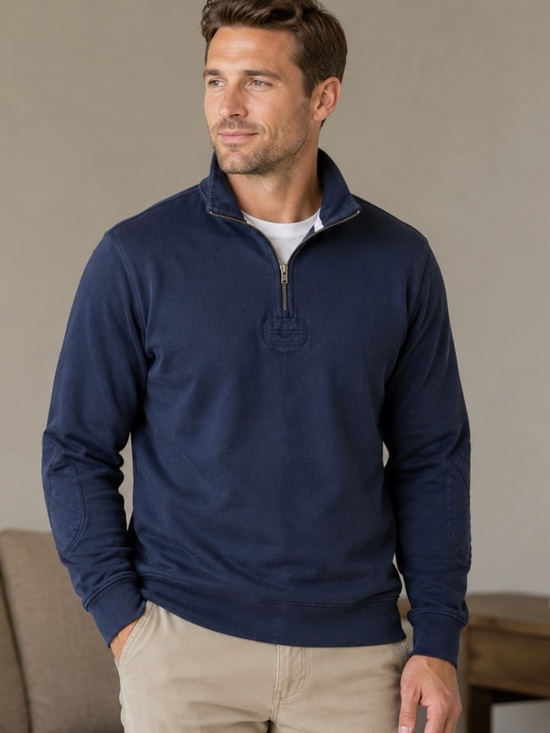 J. Crew Other - J Crew Men’s Navy Quarter Zip Pullover Elbow Patch Sweatshirt | Size S